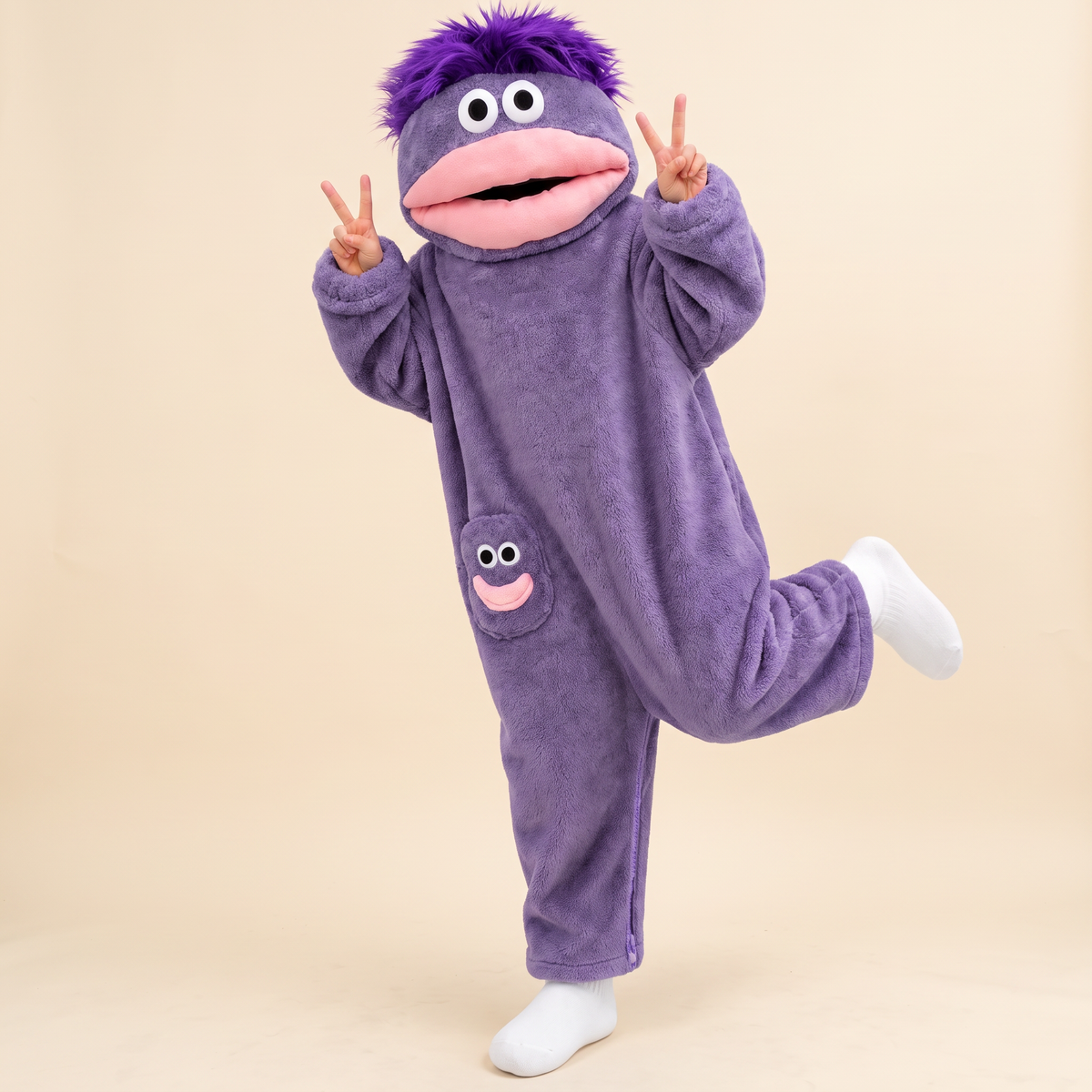 The Chompsie monster onesie in Grape