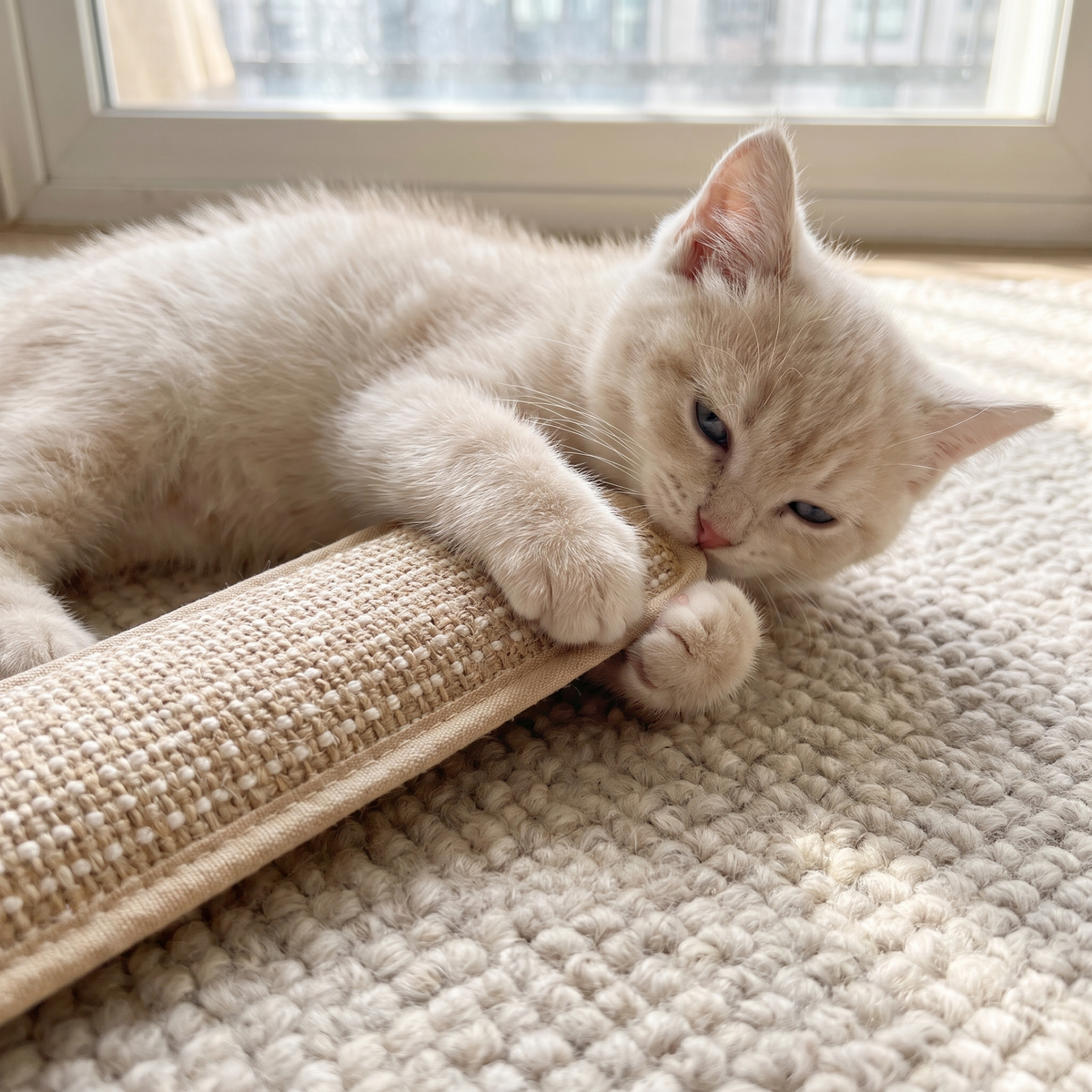 Kitten with the sisal catnip kicker