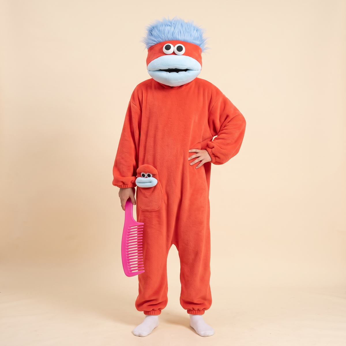 The Chompsie monster onesie in Cherry