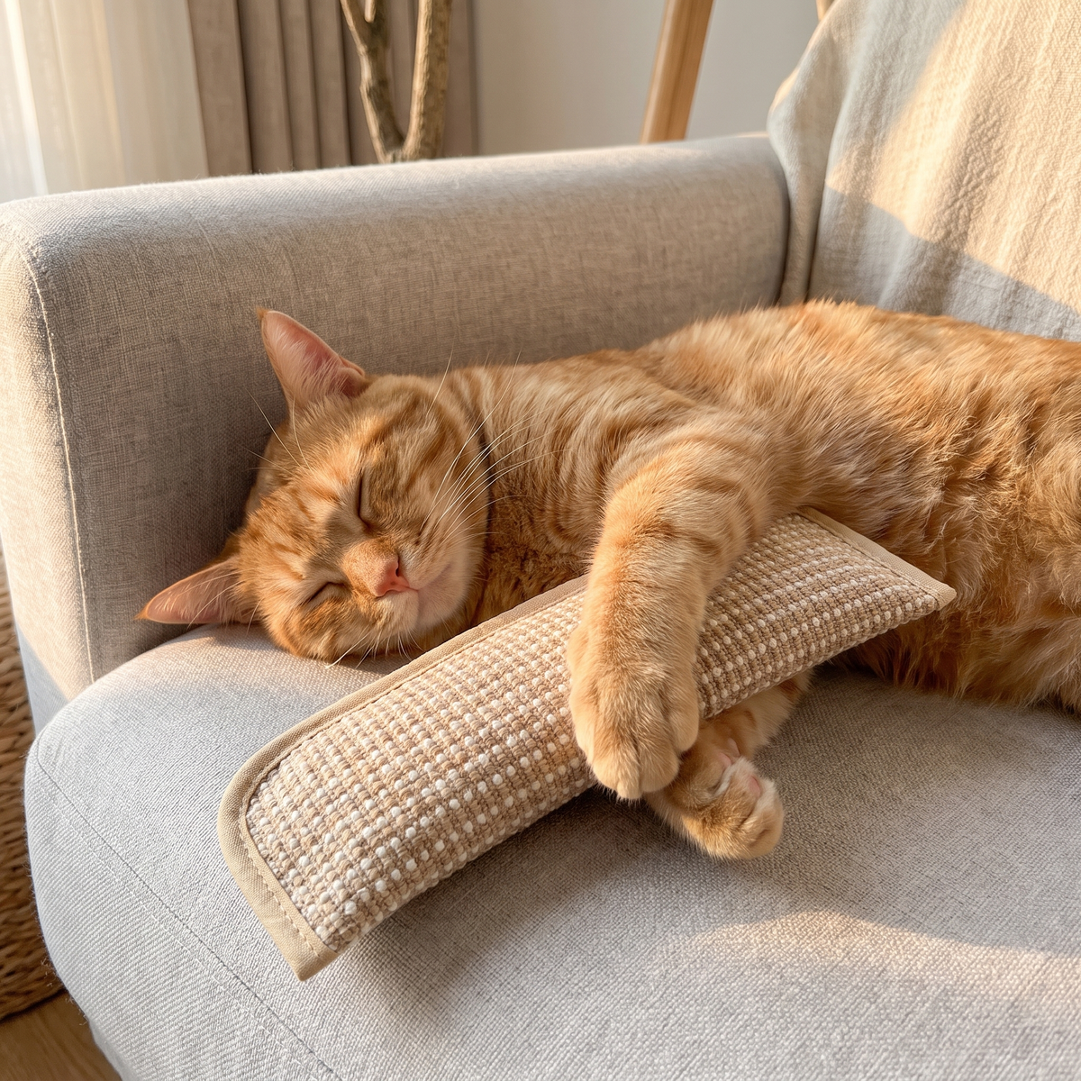 Ginger cat sleeping with the kicker