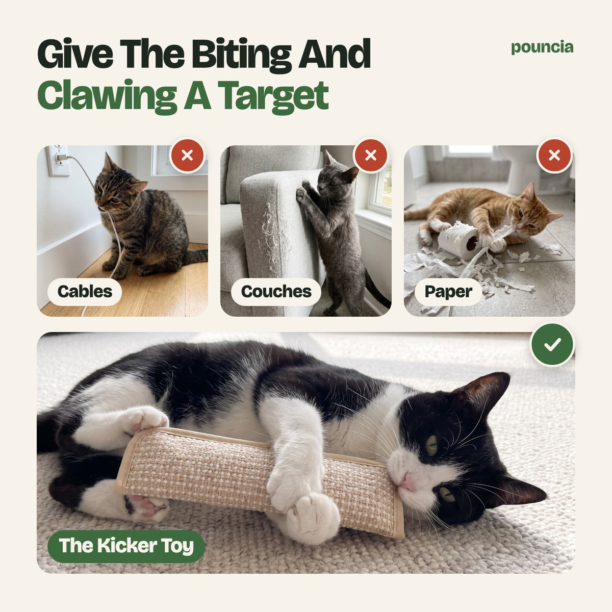 Give the biting and clawing a target instead of cables, couches and paper